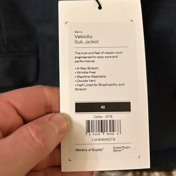 Ministry of Supply Suit Jacket SZ 42 Reg Elegant Navy Blue Check Pattern Stretch - Picture 4 of 13